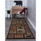 Area Rug & Runner - Lodge Cabin Farmhouse Rugs for Living Room Bedroom Dining Room Kitchen 2x3 / 3x8 / 5x7 / 8x10 / 9x12 / Round
