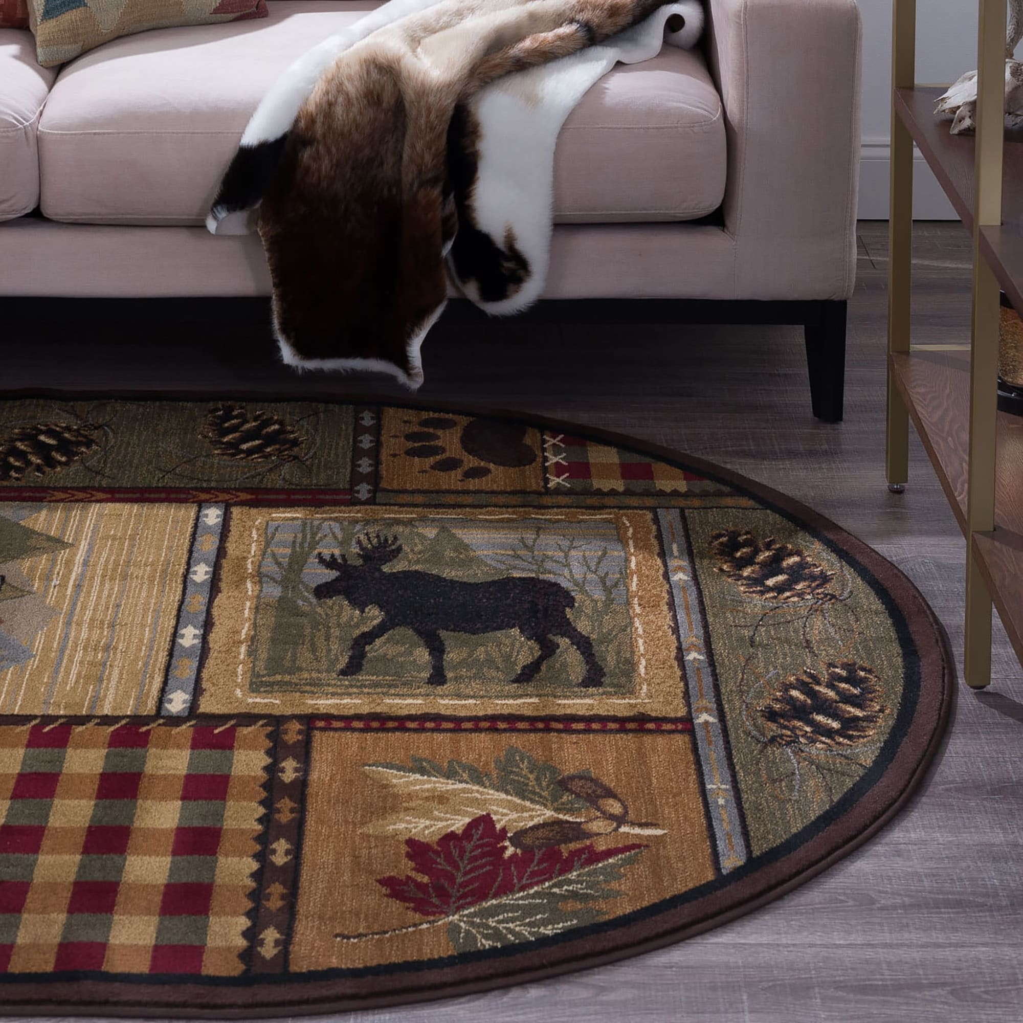 Area Rug & Runner - Lodge Cabin Farmhouse Rugs for Living Room Bedroom Dining Room Kitchen 2x3 / 3x8 / 5x7 / 8x10 / 9x12 / Round