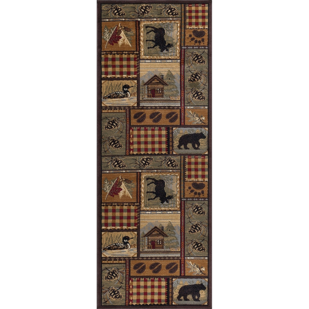 Area Rug & Runner - Lodge Cabin Farmhouse Rugs for Living Room Bedroom Dining Room Kitchen 2x3 / 3x8 / 5x7 / 8x10 / 9x12 / Round