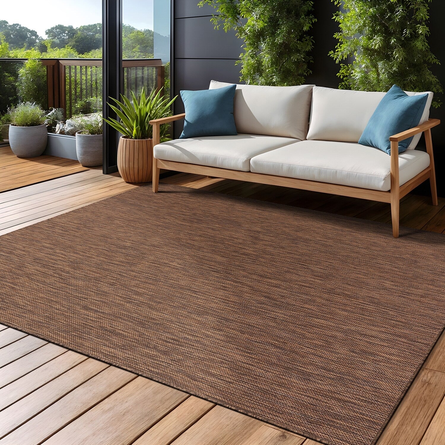 Aloha Washable Solid Indoor Outdoor Area Rug Patio Deck Living Room