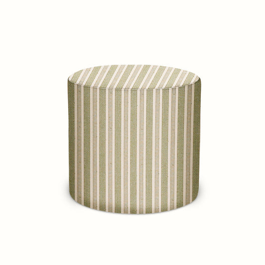 Pouf intérieur/extérieur en Peter Dunham Textiles Amida Vert sur Naturel