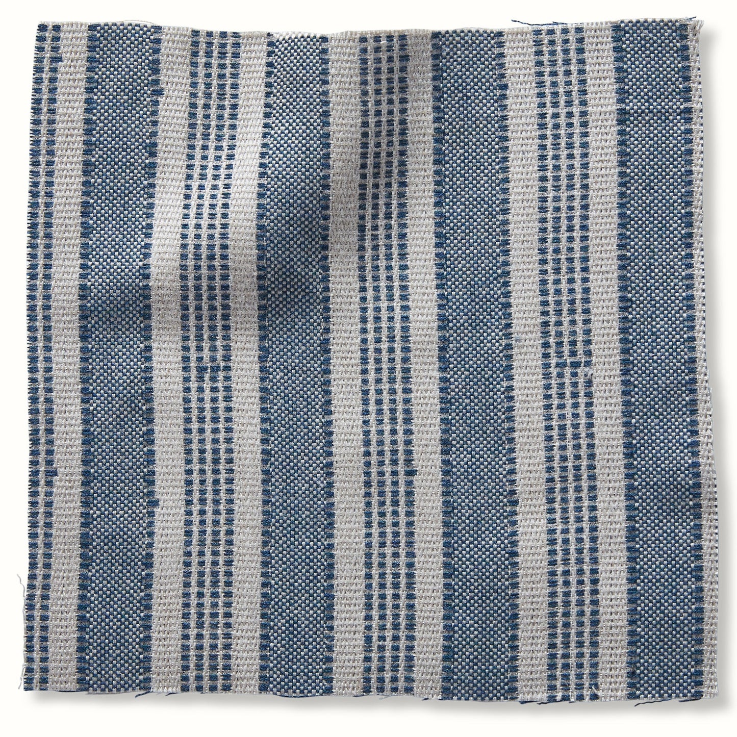 Pouf intérieur/extérieur en Peter Dunham Textiles Amida Indigo sur Naturel