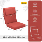 Lot de 4 coussins de chaise à dossier haut Aoodor Patio, 46 ​​x 21 x 4 pouces (coussins uniquement)