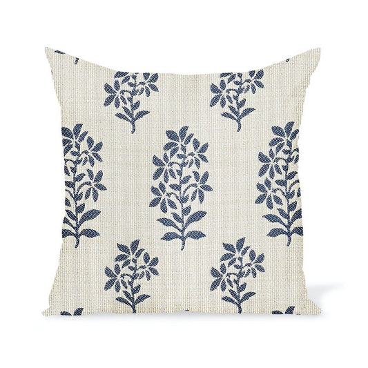 Coussin d'extérieur Peter Dunham Textiles Asha en indigo/blanc
