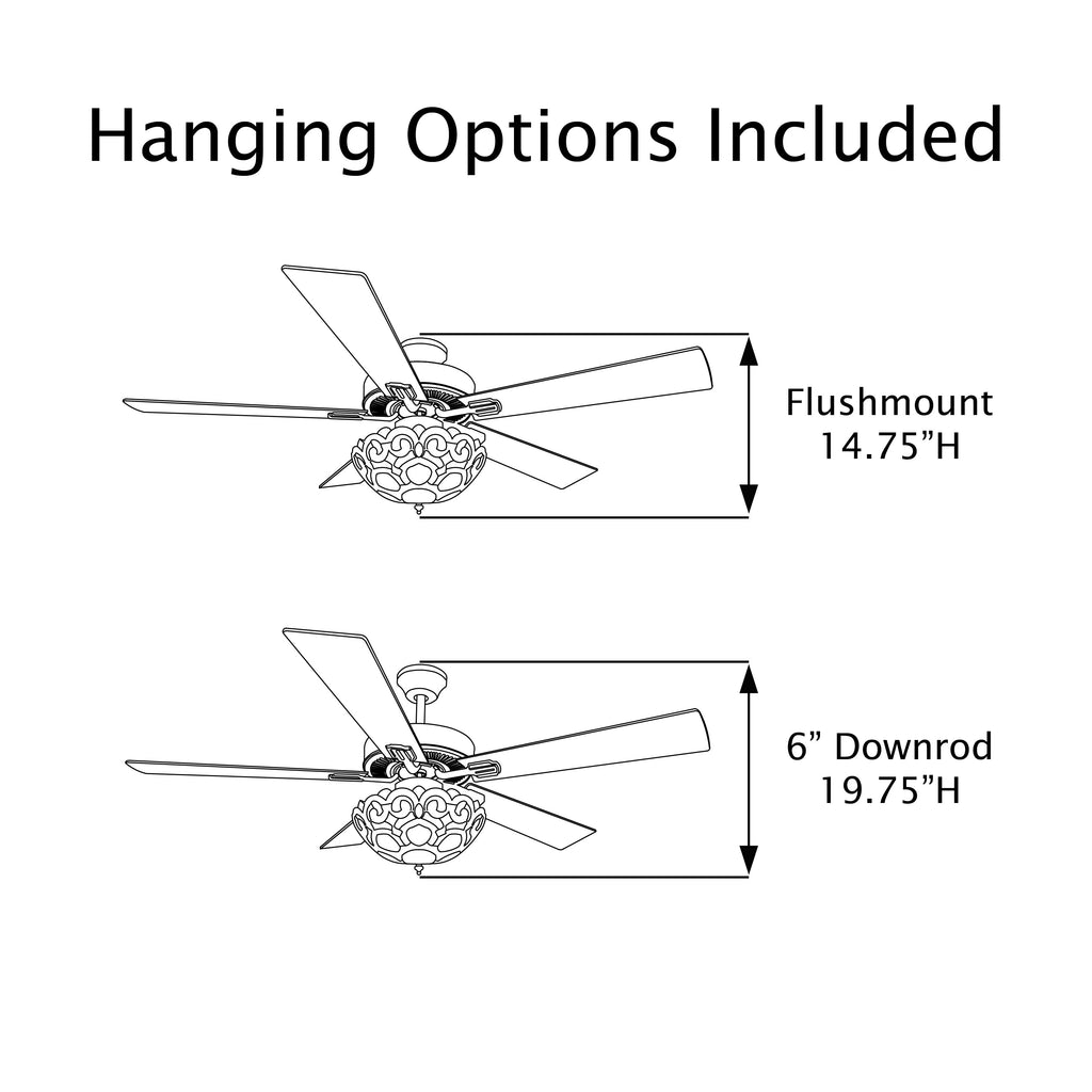 Ventilateur de plafond Astrid River of Goods, 3 lumières, 52 pouces, bronze huilé multicolore et vitrail - 52 x 52 x 14,75/19,75