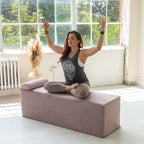 Chaise longue convertible Avana Kami / Yoga et massage - Ottomane 2 en 1 avec fauteuil de yoga pliable dissimulé, microvelours - N/A