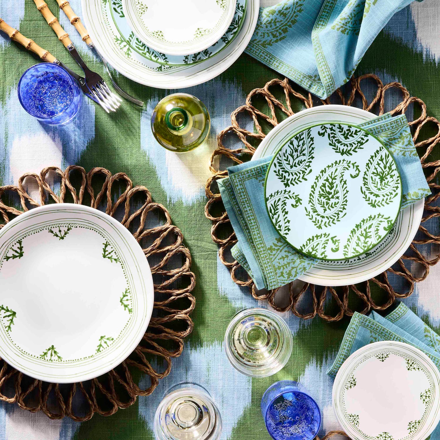 Serviettes à cocktail Peter Dunham + Hudson Grace Green Fig et Fez, lot de 50