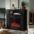 Cheminée électrique Bossin 43 avec manteau, insert de cheminée électrique de 23 pouces, meuble TV autonome avec foyer en bois