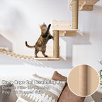 BOSSIN 9/16/18-Piece Pine Cat Wall Climbing System - Wall-Mounted Shelves Set with Cat Bed, Scratching Post & Tunnel
