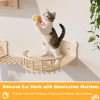 BOSSIN 9/16/18-Piece Pine Cat Wall Climbing System - Wall-Mounted Shelves Set with Cat Bed, Scratching Post & Tunnel