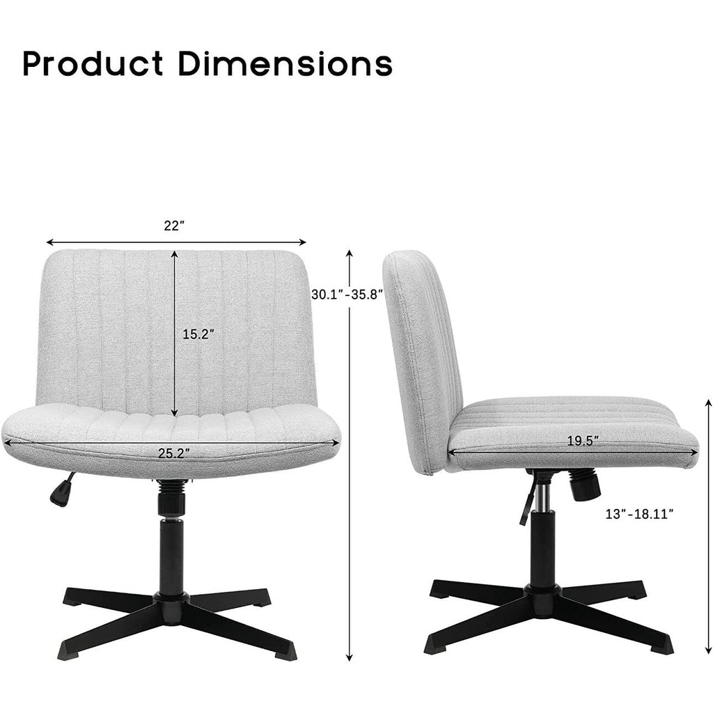 BOSSIN Criss Cross Chair Armless Office Desk Chair No Wheels,Fabric Padded Modern Swivel Vanity Chair office chair