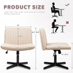 BOSSIN Criss Cross Chair Armless Office Desk Chair No Wheels,Fabric Padded Modern Swivel Vanity Chair office chair