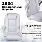 BOSSIN Big and Tall Office Chair Ergonomic High Back Computer Adjustable Height Leather Executive Chair with Padded Flip-up Arms