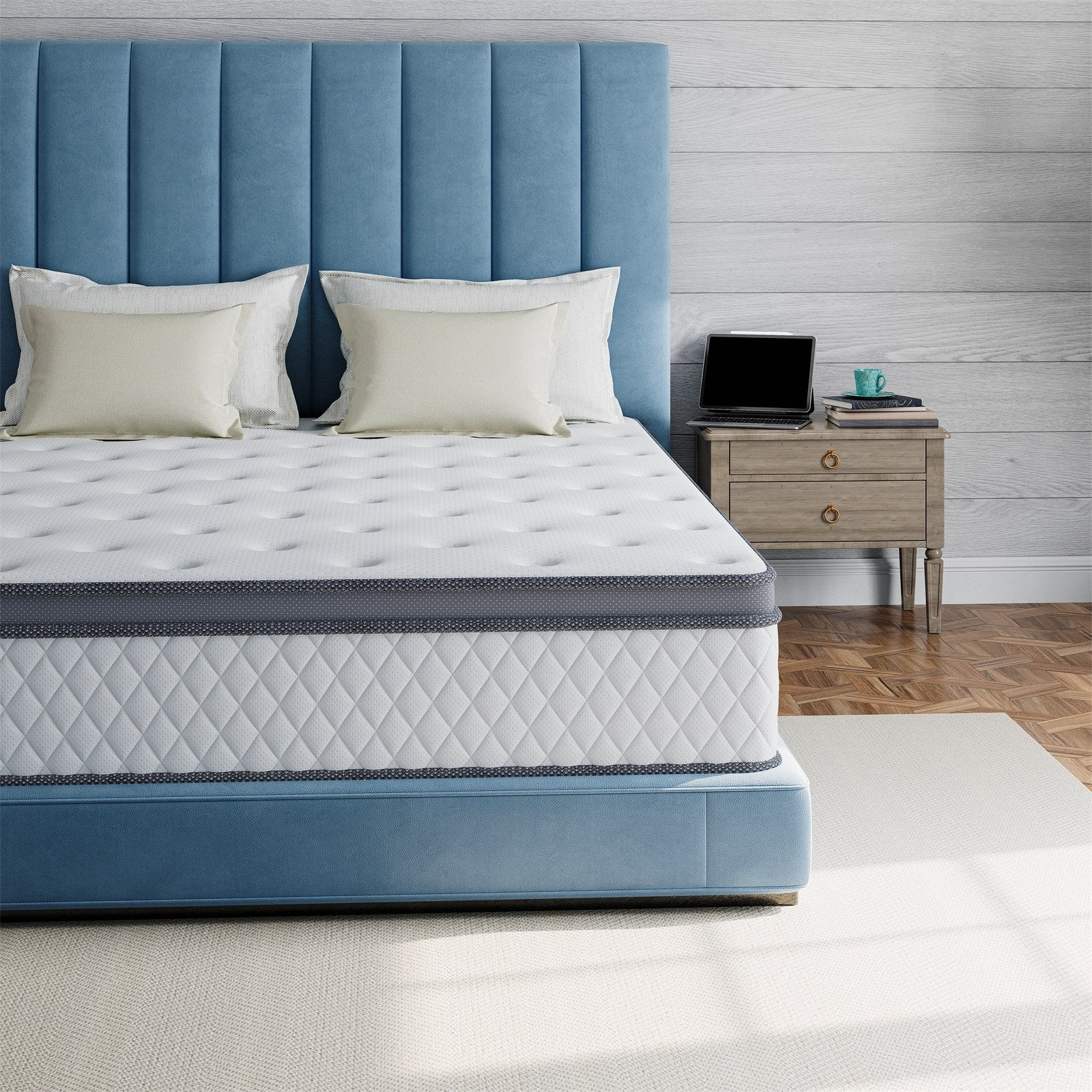 Matelas hybride ferme en mousse à mémoire de forme SweDrea de 12 po avec CertiPUR-US et Oeko-TEX, doté de ressorts renforcés.