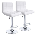 Bar Stools Adjustable Armless Swivel PU Leather Barstools Set of 2