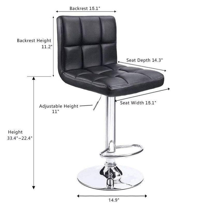 Bar Stools Adjustable Armless Swivel PU Leather Barstools Set of 2