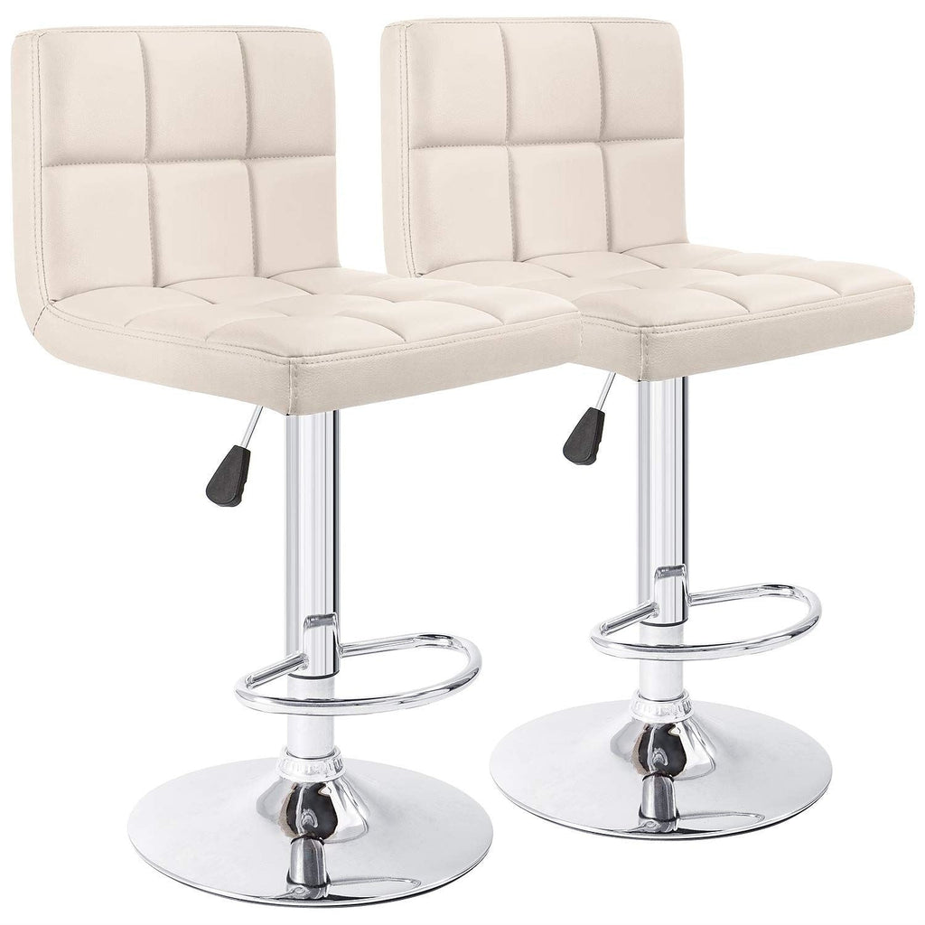 Bar Stools Adjustable Armless Swivel PU Leather Barstools Set of 2