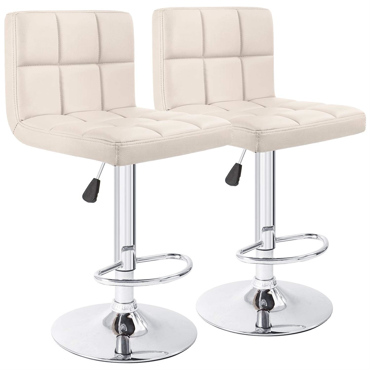 Bar Stools Adjustable Armless Swivel PU Leather Barstools Set of 2
