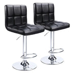 Bar Stools Adjustable Armless Swivel PU Leather Barstools Set of 2