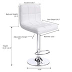 Bar Stools Adjustable Armless Swivel PU Leather Barstools Set of 2