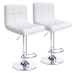 Bar Stools Adjustable Armless Swivel PU Leather Barstools Set of 2