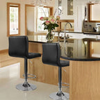 Bar Stools Adjustable Armless Swivel PU Leather Barstools Set of 2