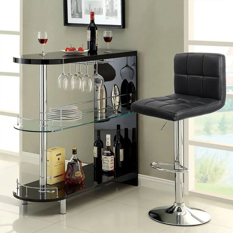 Bar Stools Adjustable Armless Swivel PU Leather Barstools Set of 2