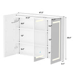Armoire à pharmacie de salle de bain avec miroir LED antibuée 6 000 K, armoire murale blanche