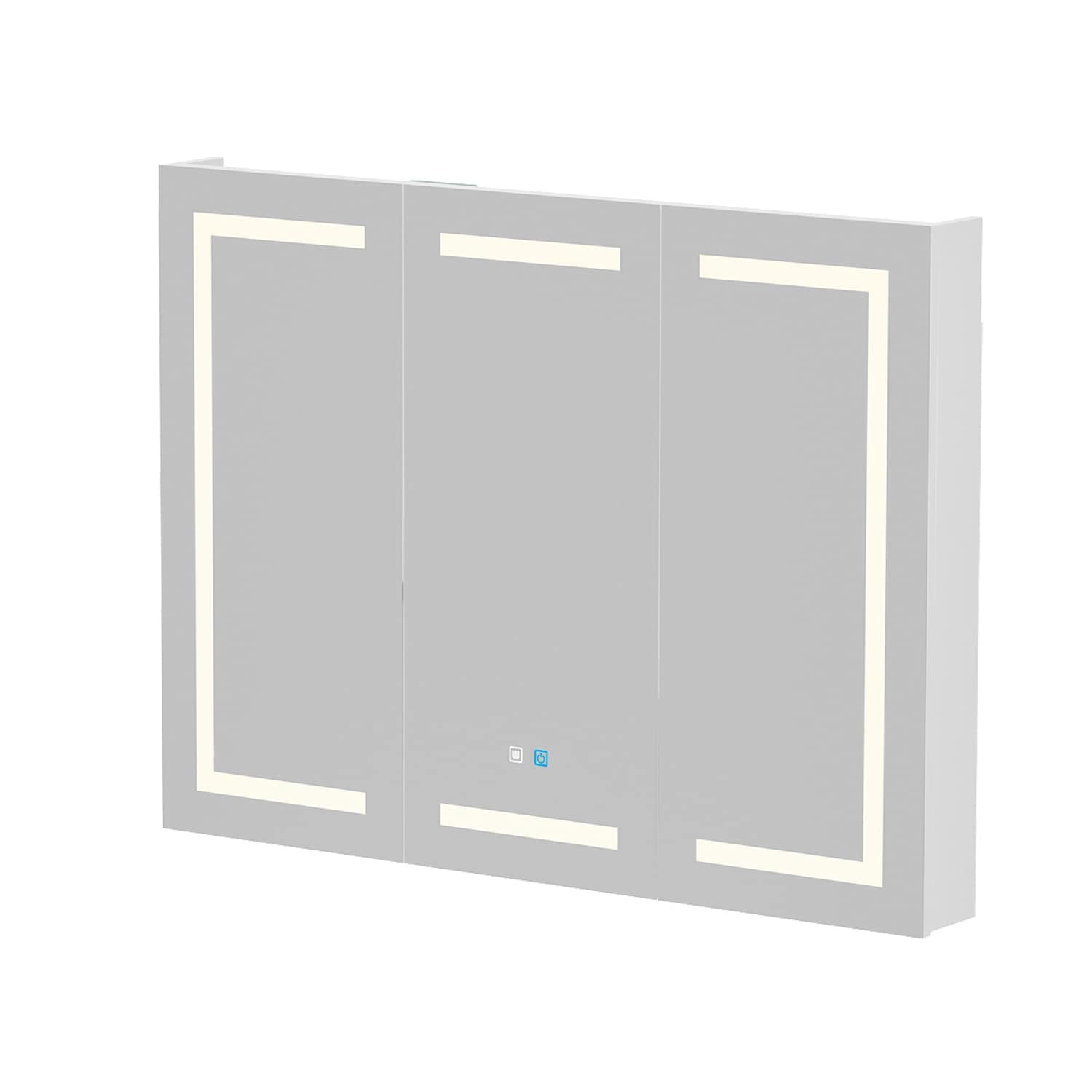 Armoire à pharmacie de salle de bain avec miroir LED antibuée 6 000 K, armoire murale blanche