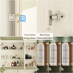 Armoire à pharmacie de salle de bain avec miroir LED antibuée 6 000 K, armoire murale blanche