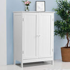 Bathroom Storage Cabinet with Double Doors Wooden Floor Shoe Cabinet