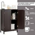 Bathroom Storage Cabinet with Double Doors Wooden Floor Shoe Cabinet