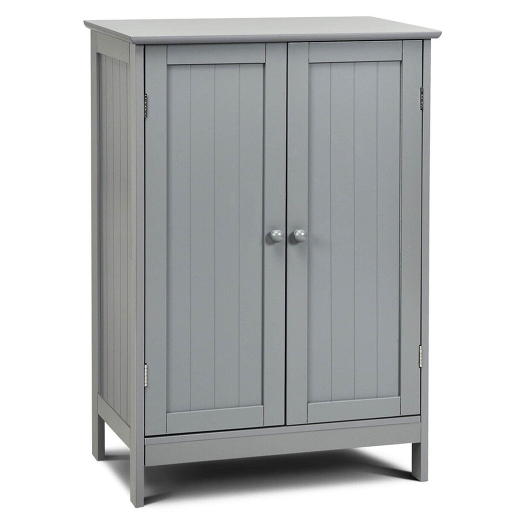 Bathroom Storage Cabinet with Double Doors Wooden Floor Shoe Cabinet