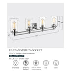 Bathroom Vanity Light,Wall Sconce Lamp Over Mirror with Clear Glass Shade