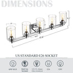 Bathroom Vanity Light,Wall Sconce Lamp Over Mirror with Clear Glass Shade