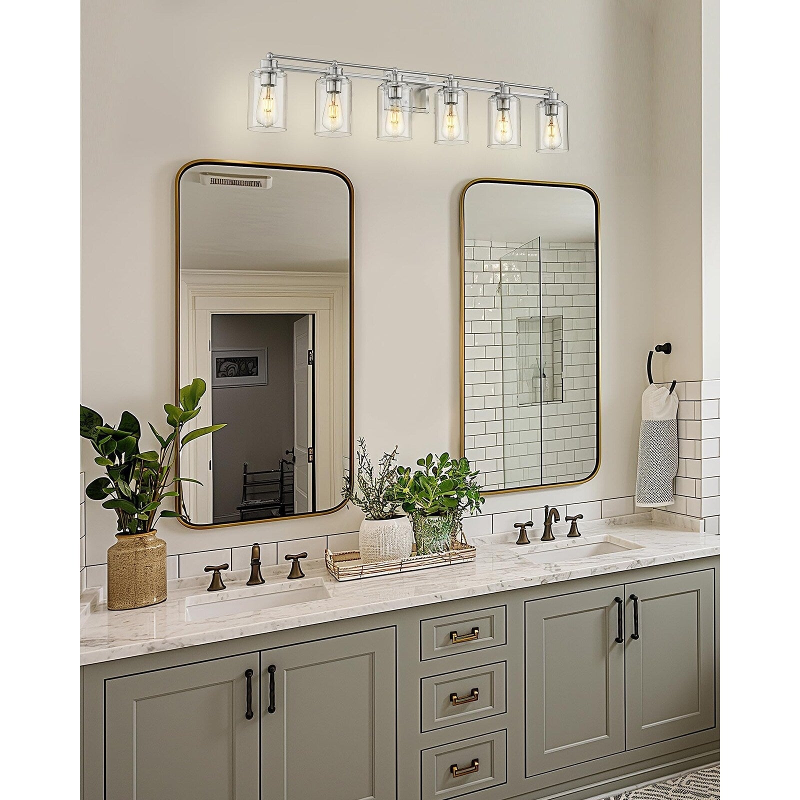 Bathroom Vanity Light,Wall Sconce Lamp Over Mirror with Clear Glass Shade