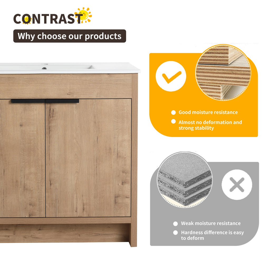 Beingnext Meuble-lavabo 24/30/36 avec porte à fermeture douce et étagère réglable