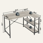 Petit bureau en L avec étagères de rangement Bureau d'ordinateur d'angle