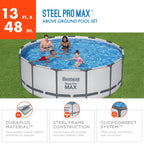 Piscine hors sol ronde Bestway Steel Pro MAX avec pompe et couverture