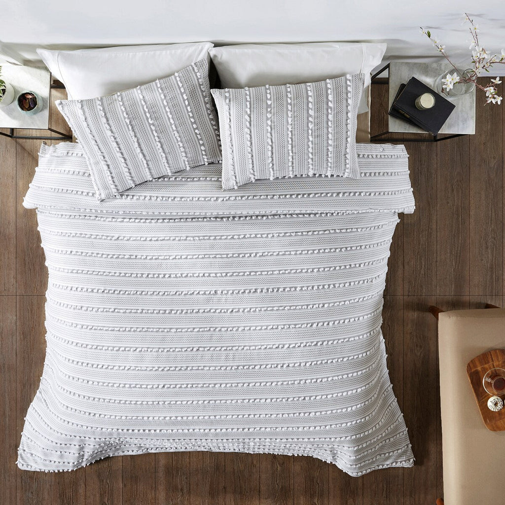 Better Trends Angelique Comforter Set 100% Cotton Tufted Soft Plush Chenille Elegant Stripes Machine Washable & Tumble Dry