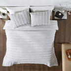 Better Trends Angelique Comforter Set 100% Cotton Tufted Soft Plush Chenille Elegant Stripes Machine Washable & Tumble Dry