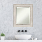 Miroir mural de salle de bain en bois biseauté - Cadre argenté Treillis - Argent Treillis
