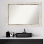 Miroir mural de salle de bain en bois biseauté - Cadre argenté Treillis - Argent Treillis