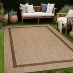 Beverly Rug Modern Bordered Indoor Outdoor Rug, Outside Carpet for Patio, Deck, Porch