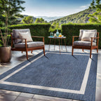 Beverly Rug Modern Bordered Indoor Outdoor Rug, Outside Carpet for Patio, Deck, Porch