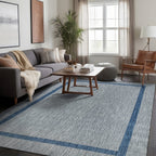 Beverly Rug Modern Bordered Indoor Outdoor Rug, Outside Carpet for Patio, Deck, Porch