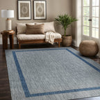 Beverly Rug Modern Bordered Indoor Outdoor Rug, Outside Carpet for Patio, Deck, Porch