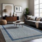 Beverly Rug Modern Bordered Indoor Outdoor Rug, Outside Carpet for Patio, Deck, Porch