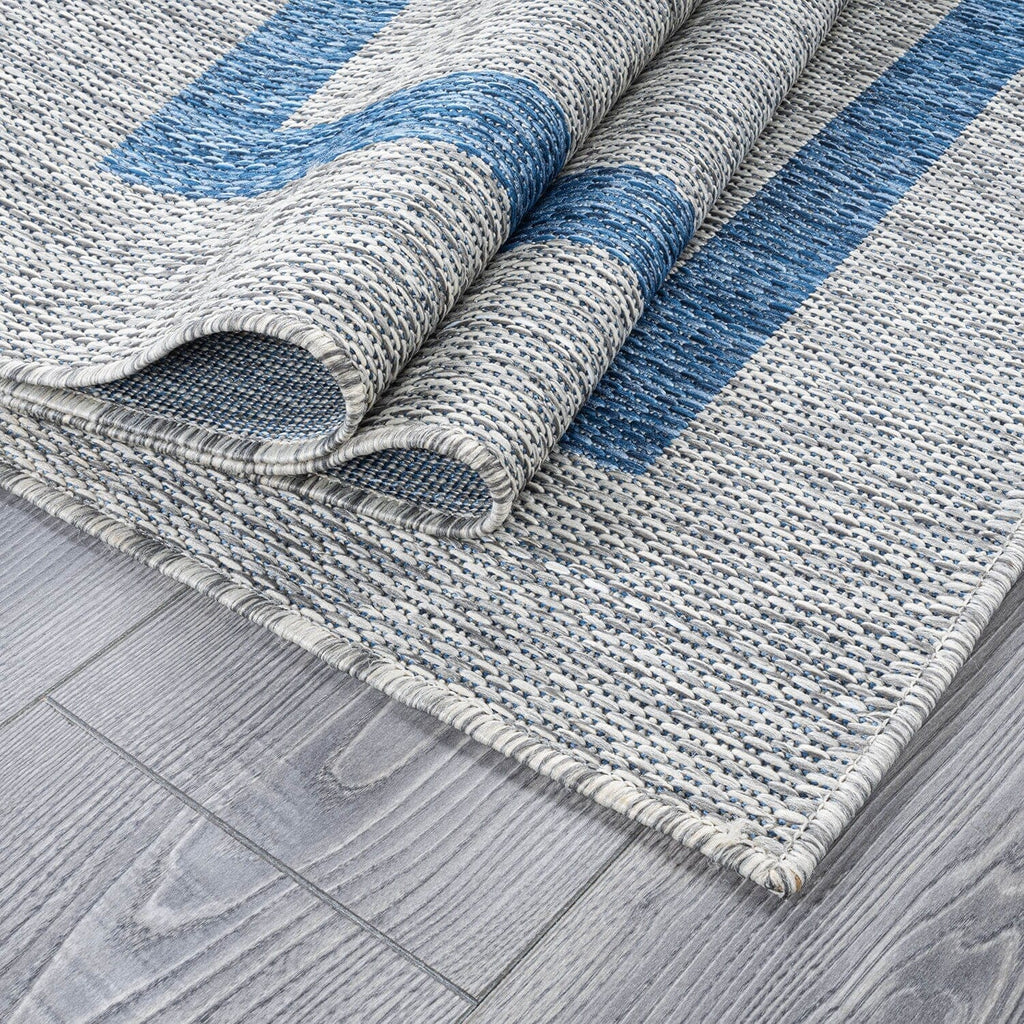 Beverly Rug Modern Bordered Indoor Outdoor Rug, Outside Carpet for Patio, Deck, Porch