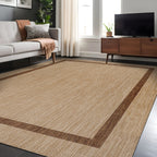 Beverly Rug Modern Bordered Indoor Outdoor Rug, Outside Carpet for Patio, Deck, Porch